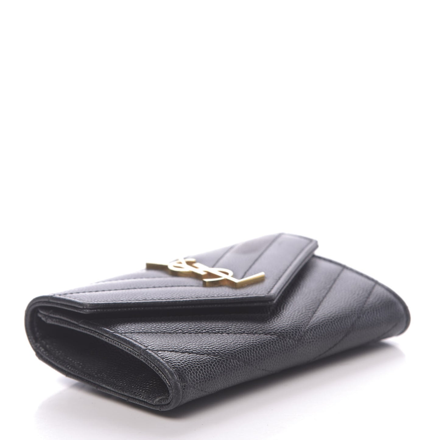 Grain De Poudre Matelasse Chevron Small Monogram Envelope Wallet Black
