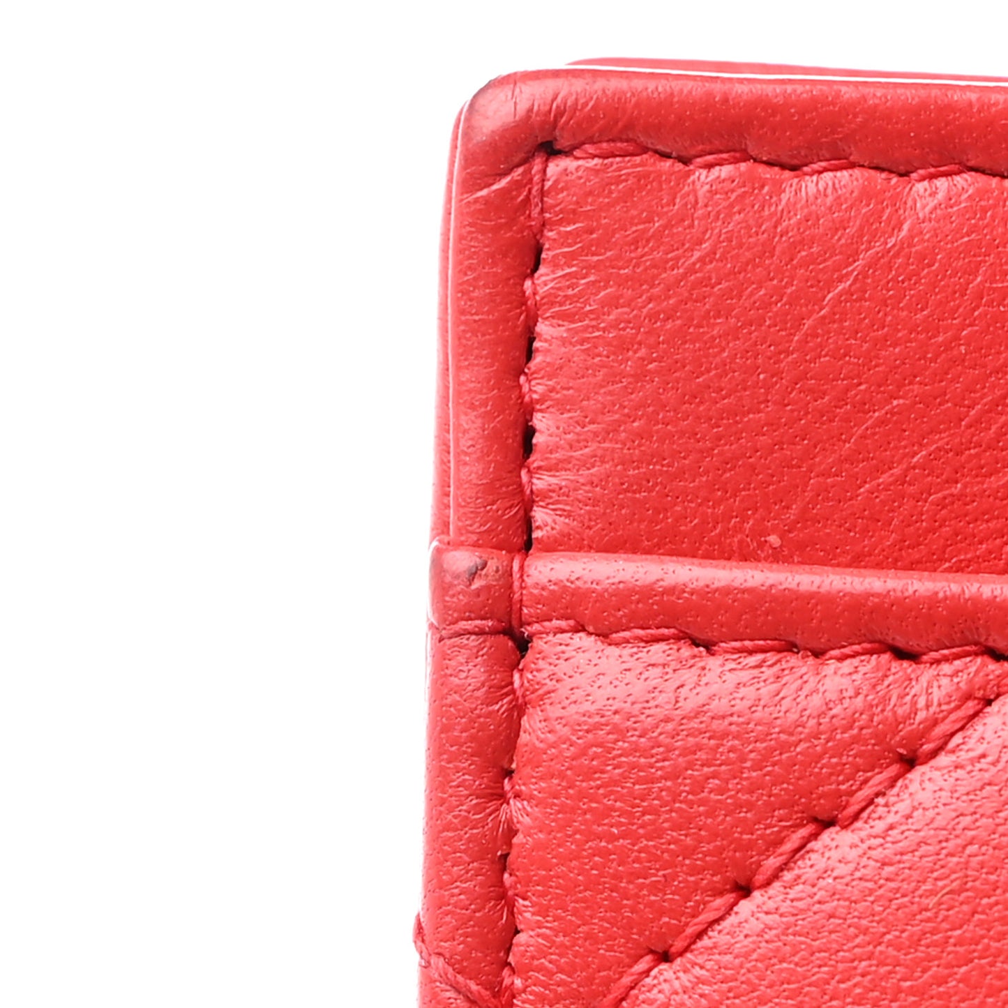 Lambskin Quilted Card Holder Wallet Red