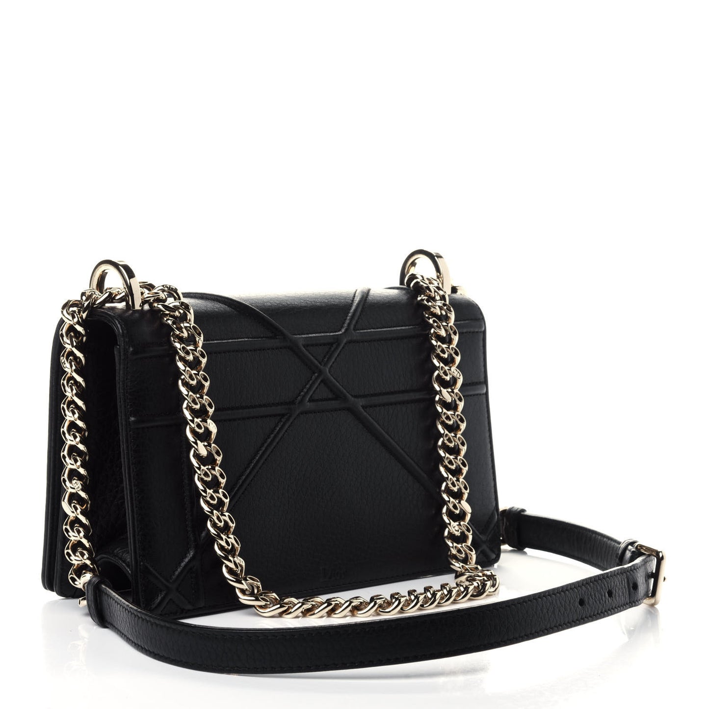 Grained Calfskin Small Diorama Flap Bag Black
