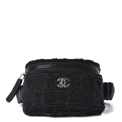 Chanel Tweed Lambskin Quilted Arm Coin Purse Black 1 of 7