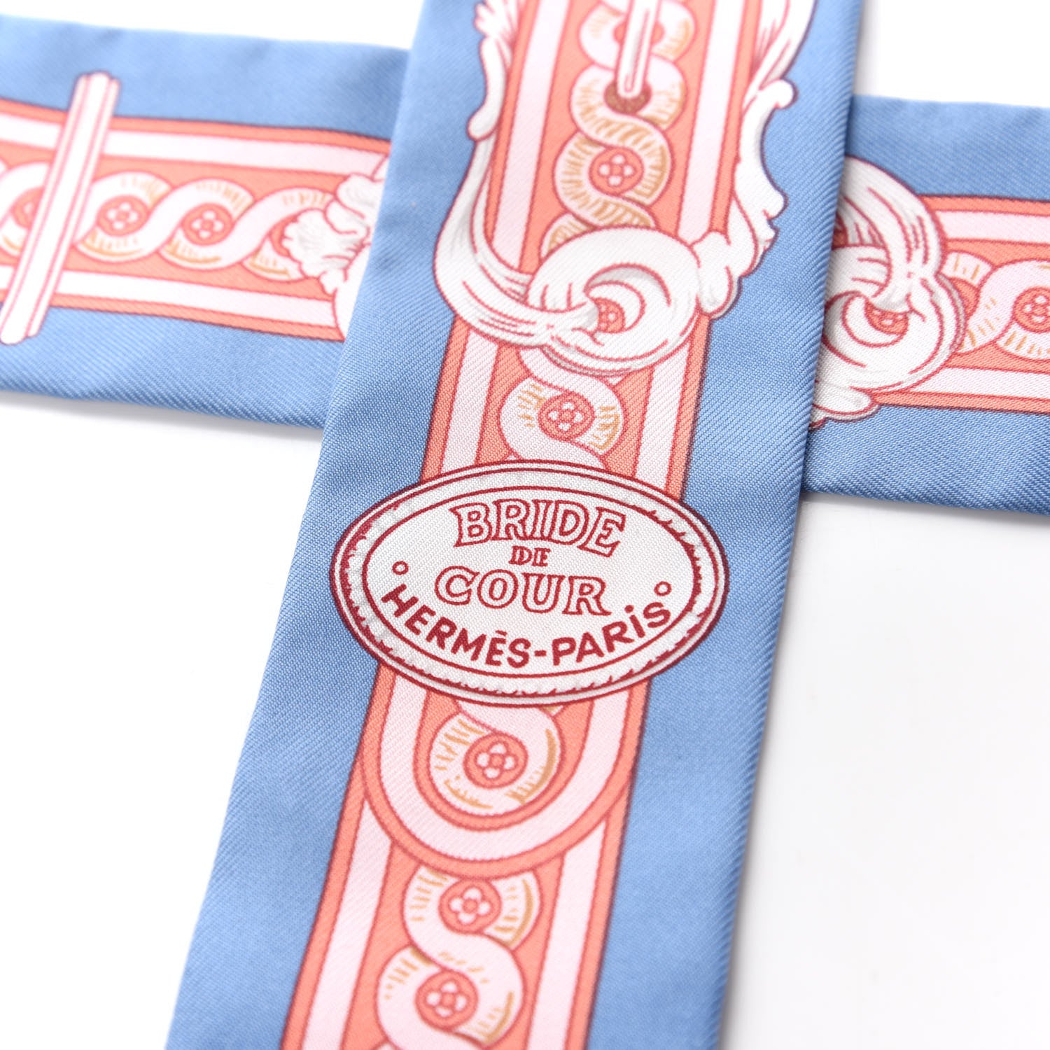 Hermes Silk Bride De Cour Twilly Blue Jean Rose White 3 of 4