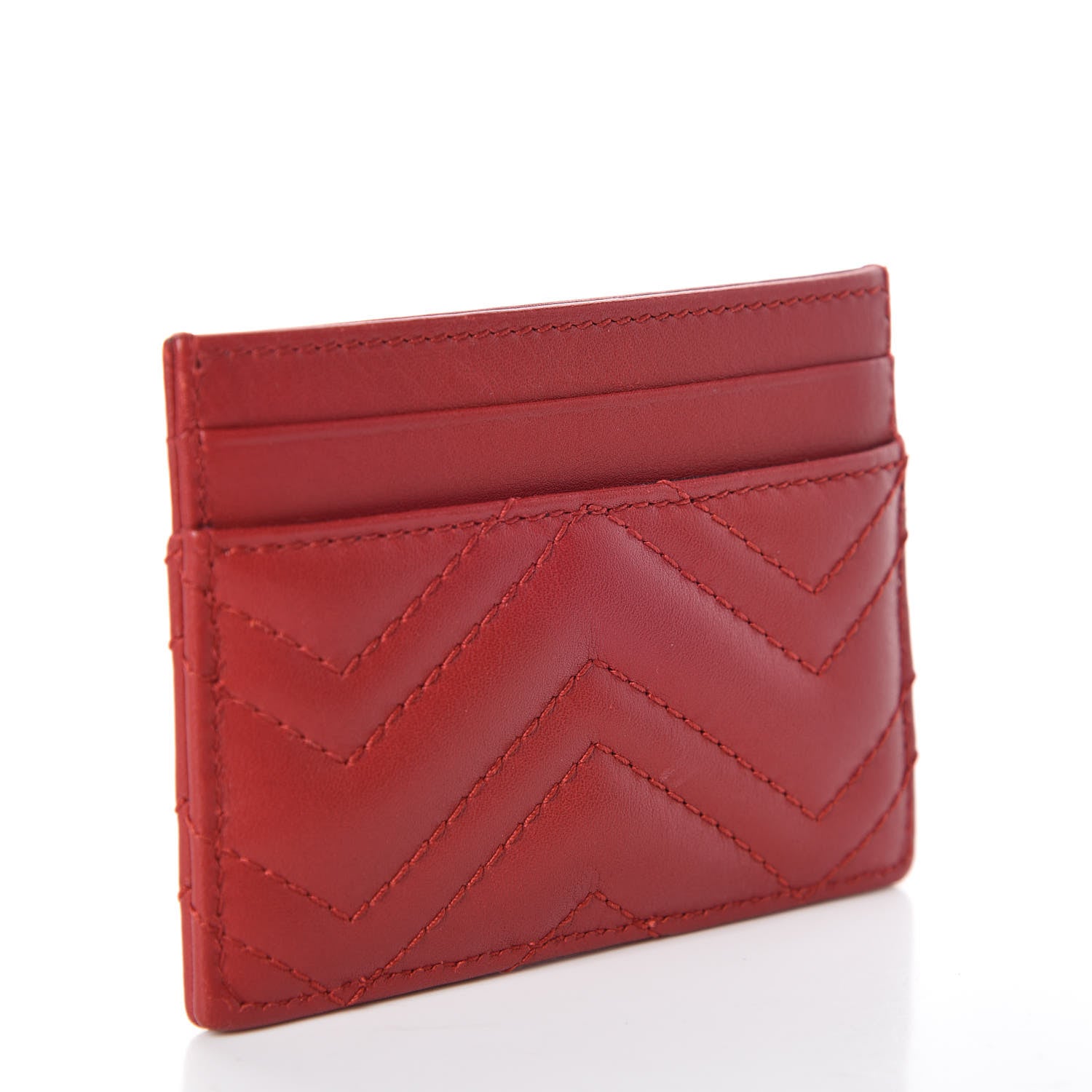 Gucci Calfskin Matelasse GG Marmont Card Holder Hibiscus Red 3 of 9