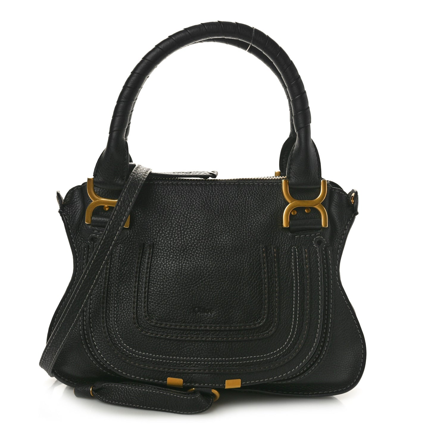 Calfskin Small Marcie Satchel Black