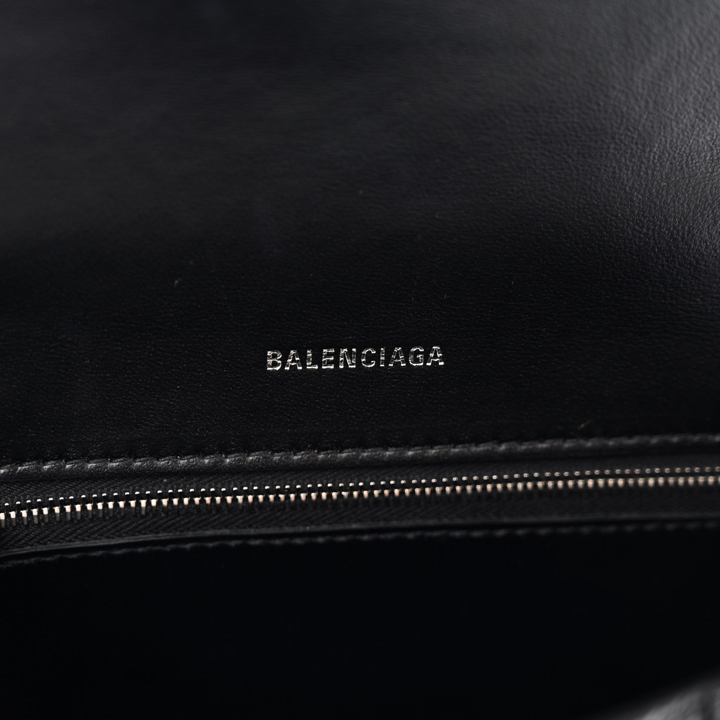 Grained Calfskin Small Hourglass Top Handle Bag Black