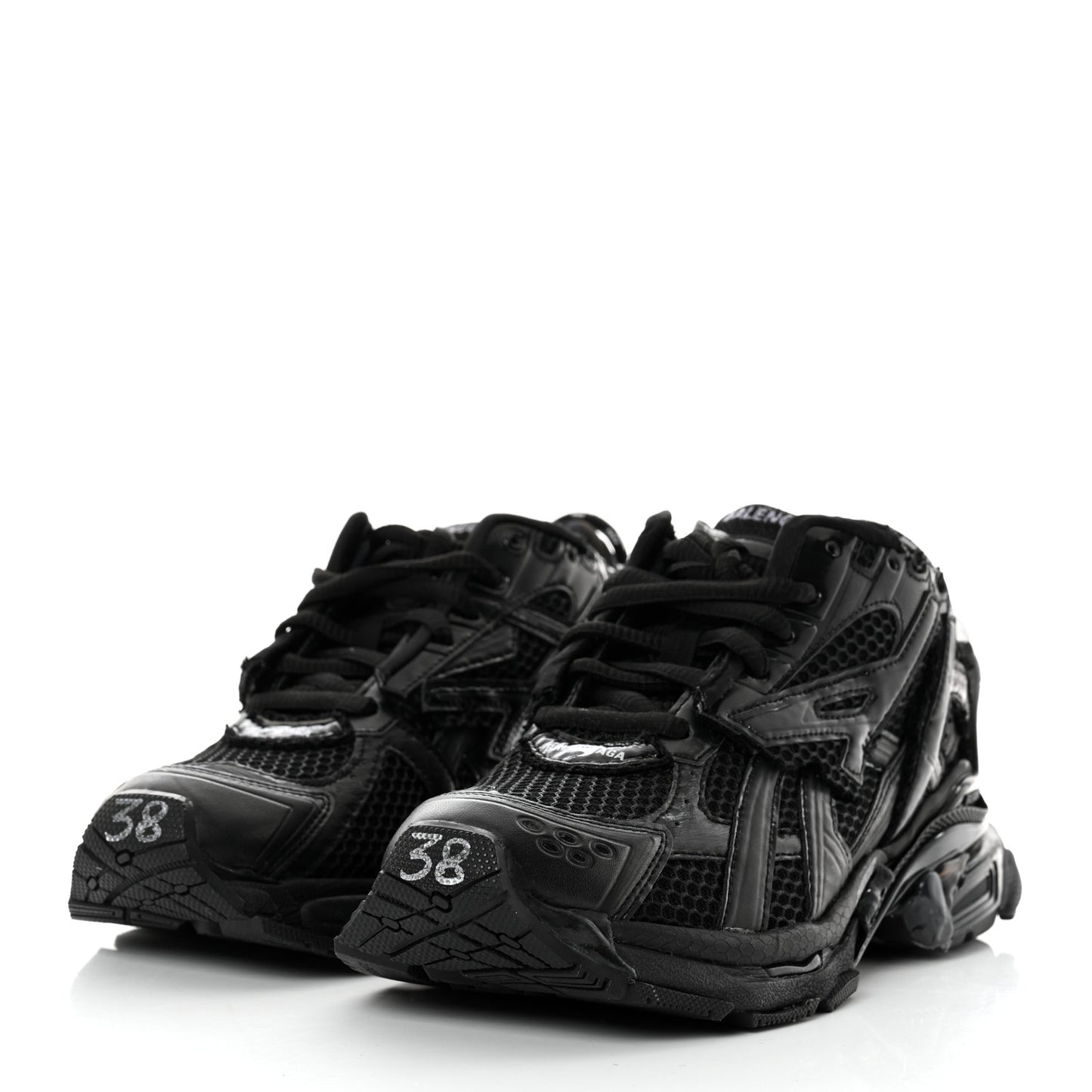Mesh Rubber Monocolor Womens Runner Sneakers 38 Black