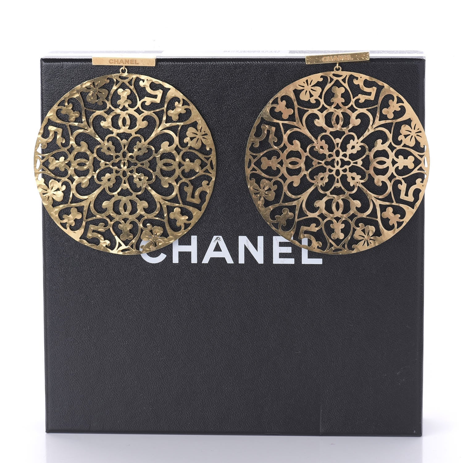 Chanel Round Cage Earrings Gold 5 of 5