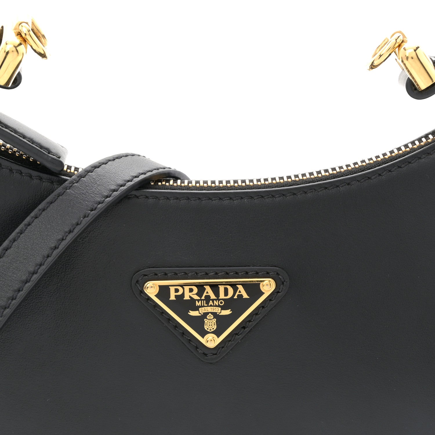 Prada Soft Calfskin Arque Shoulder Bag Black 8 of 11