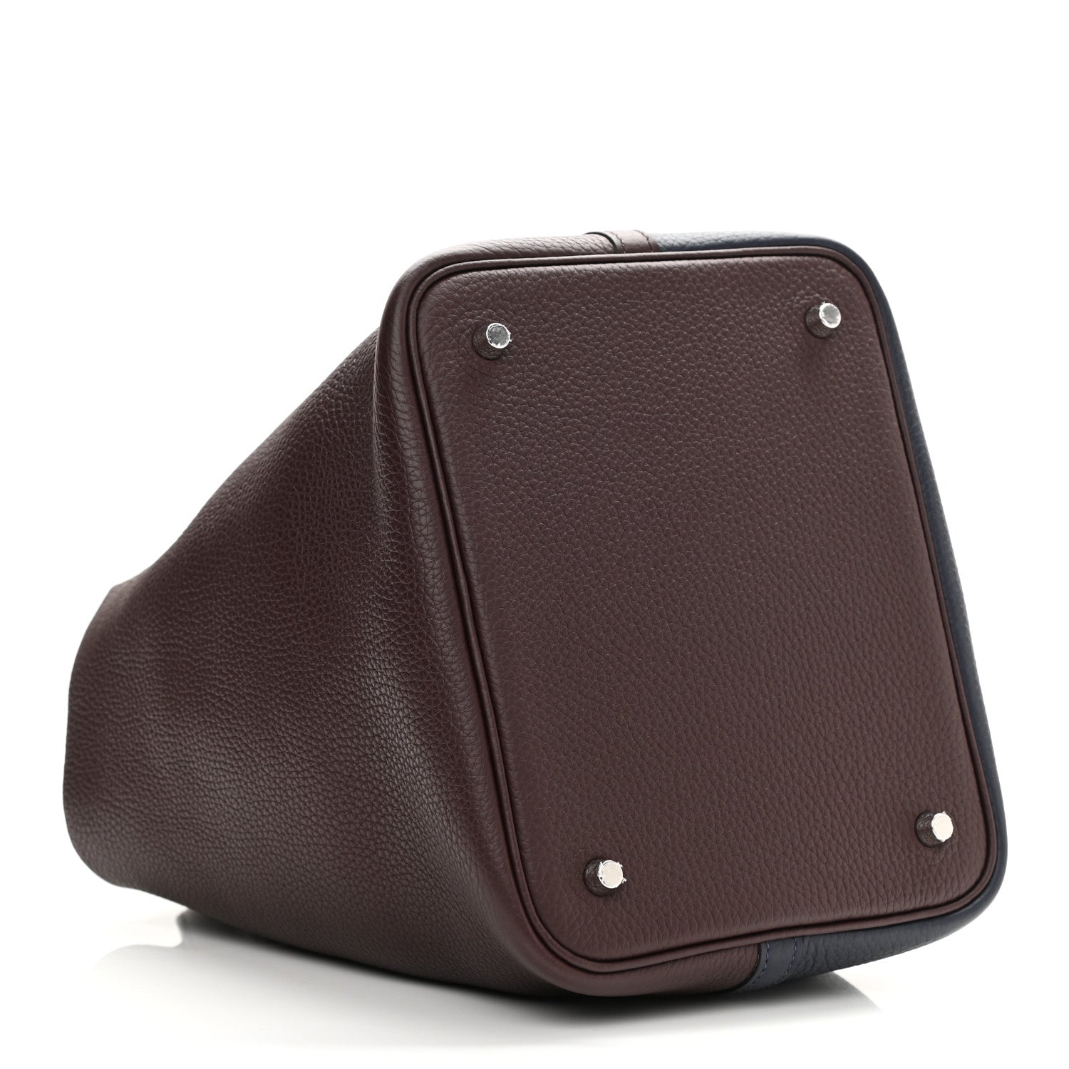 Hermes Taurillon Clemence Casaque Picotin Lock 22 MM Bleu Nuit Framboise Rouge Sellier 4 of 11