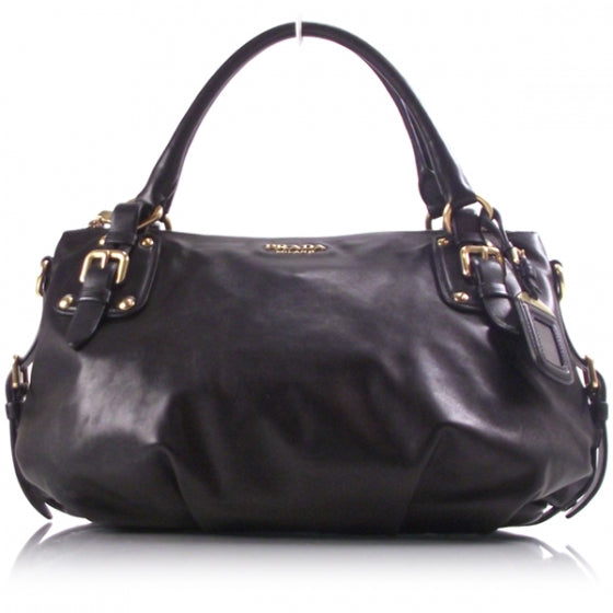 Leather Buckles Tote Black