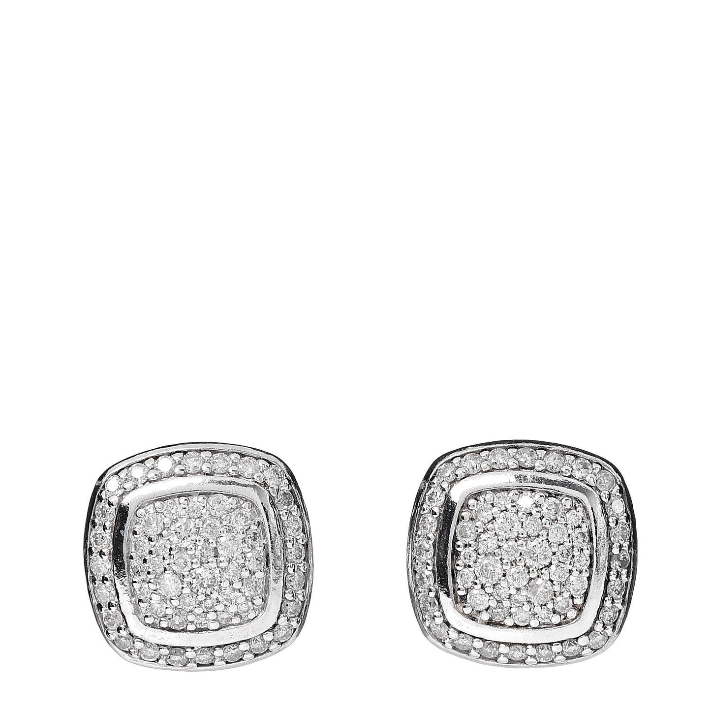 Sterling Silver Diamond 7mm Pave Albion Earrings