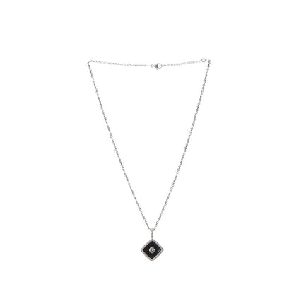 Chanel 18K White Gold Diamond Ceramic Pendant Necklace Black 4 of 5