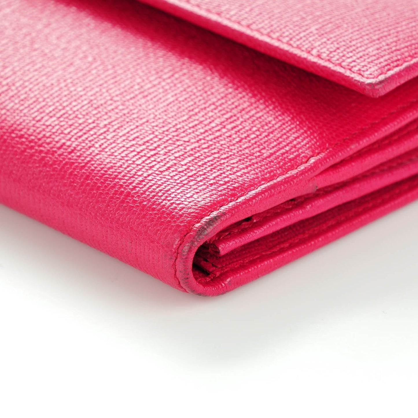 Textured Calfskin Classic Y Wallet Fuchsia