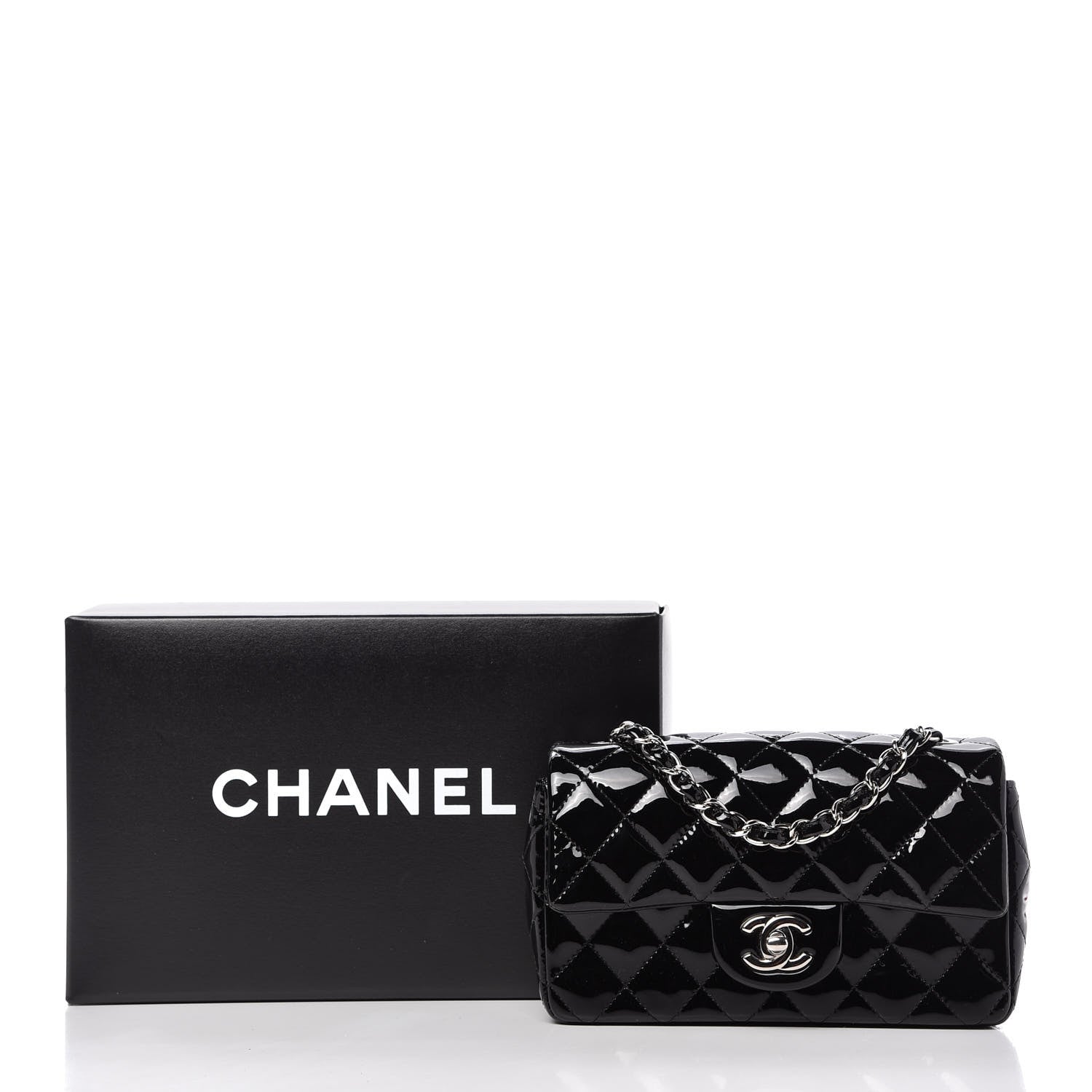 Chanel Patent Calfskin Quilted Mini Rectangular Flap Black 10 of 10