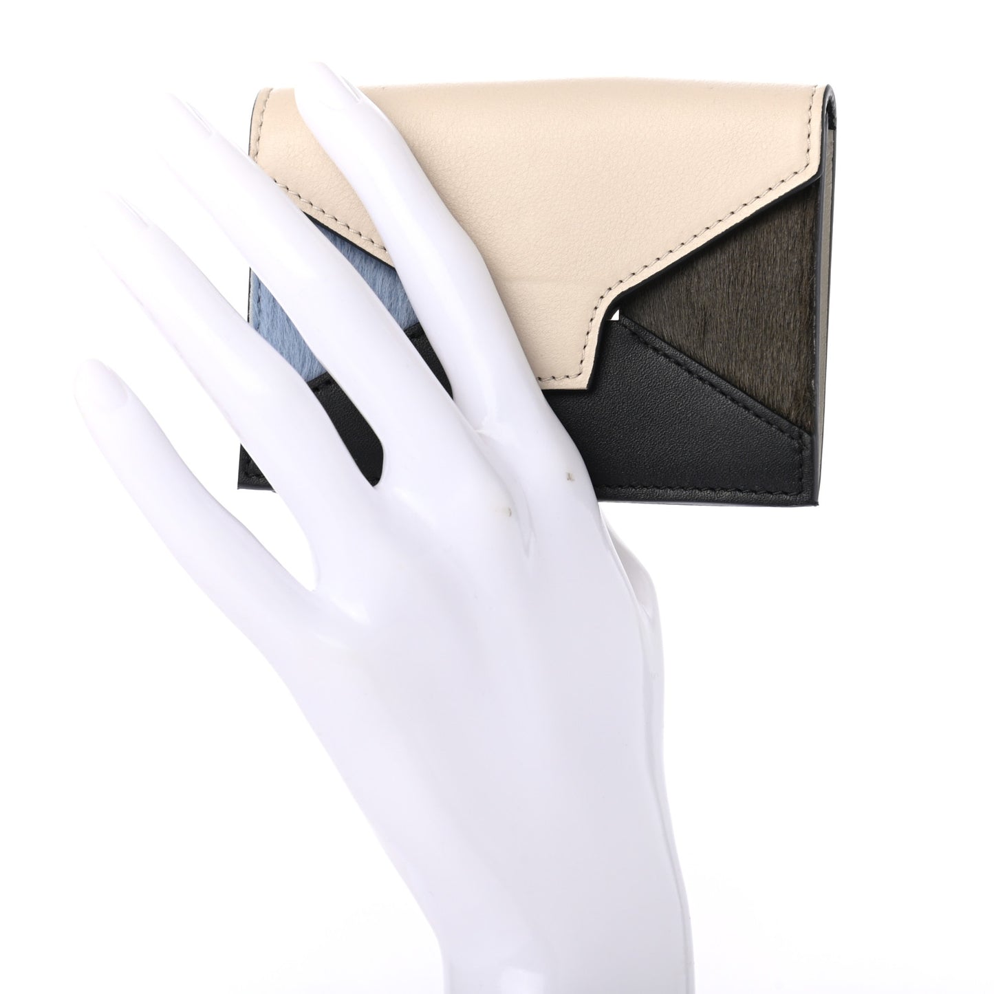 Pony Hair Calfskin Diamond Card Case White