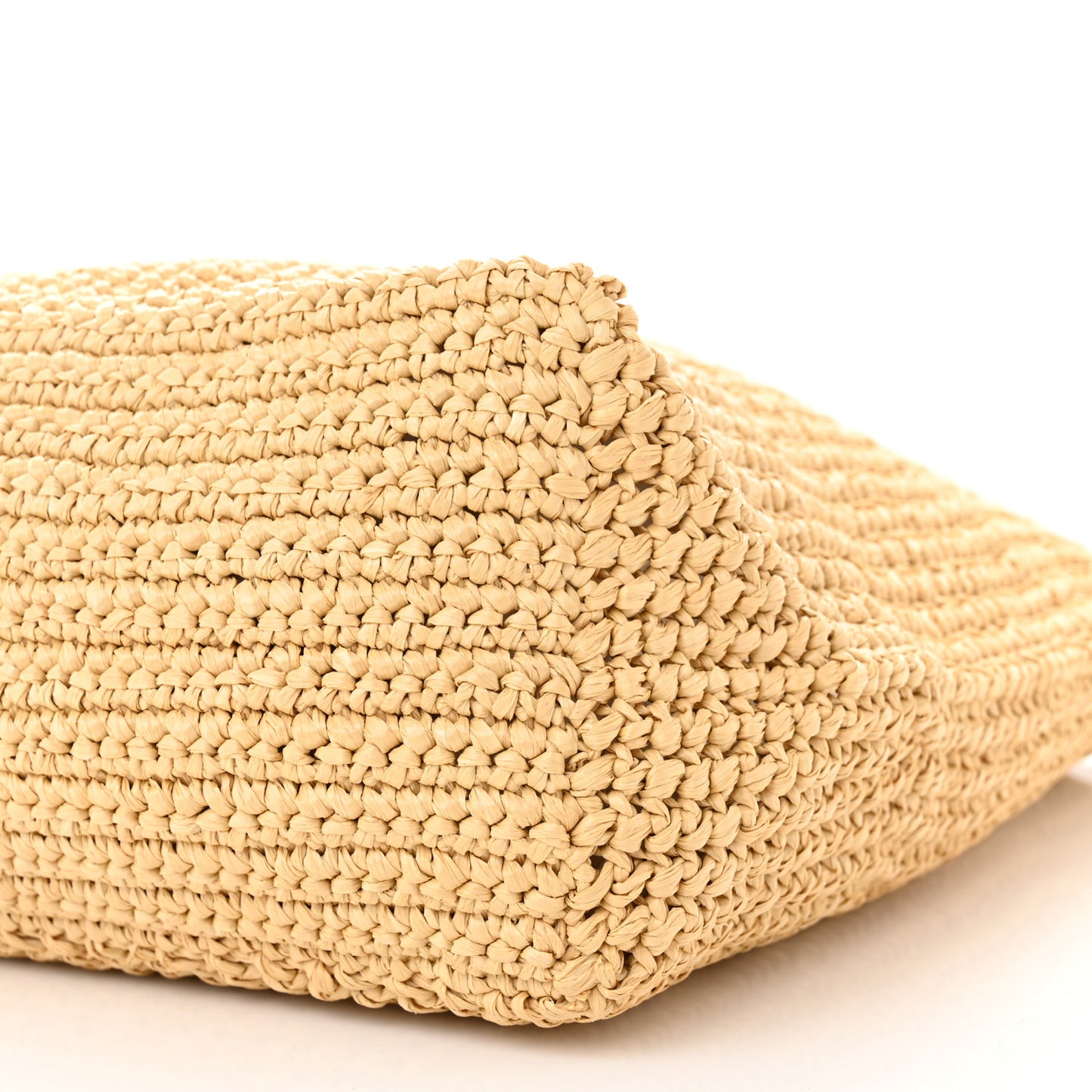 Yarn Raffia Effect Crochet Embroidered Logo Tote Naturale