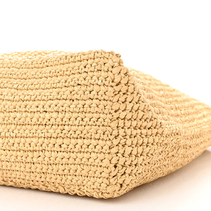 Prada Yarn Raffia Effect Crochet Embroidered Logo Tote Naturale 9 of 9
