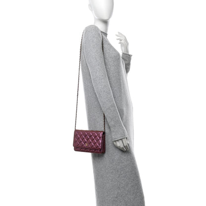 Chanel Iridescent Lambskin Quilted Wallet On Chain WOC Purple 2 of 13