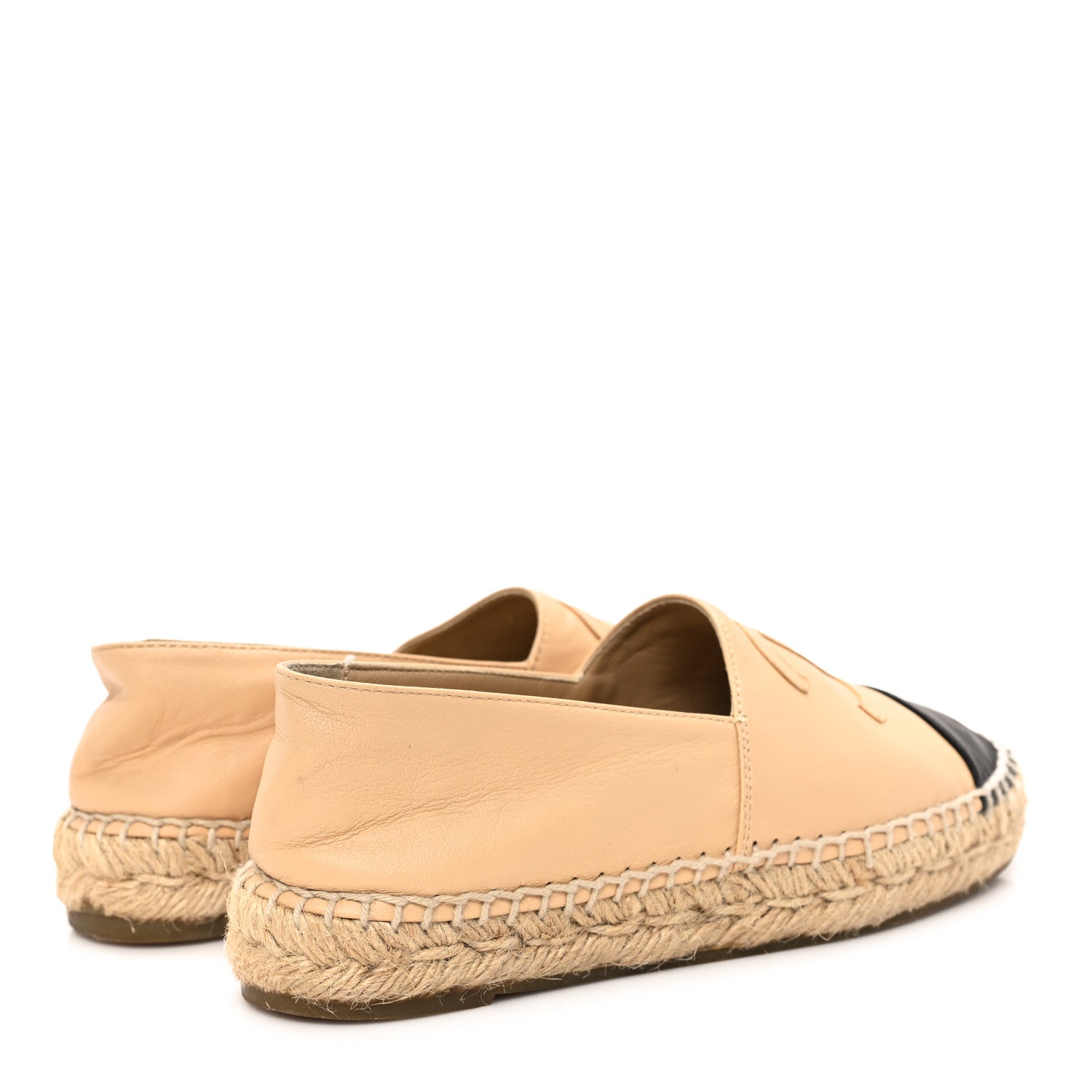 Chanel Lambskin CC Espadrilles 35 Beige Black 5 of 9