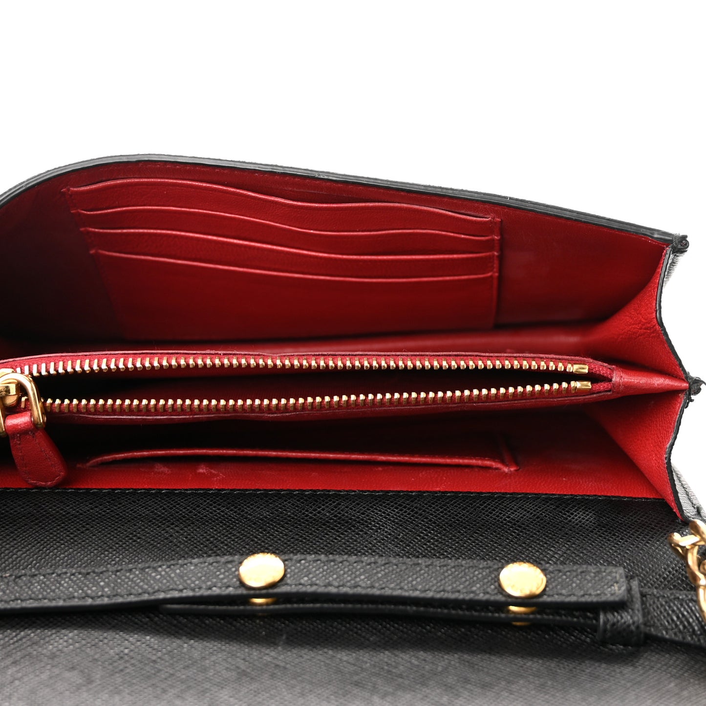 Saffiano Lux Chain Wallet Black