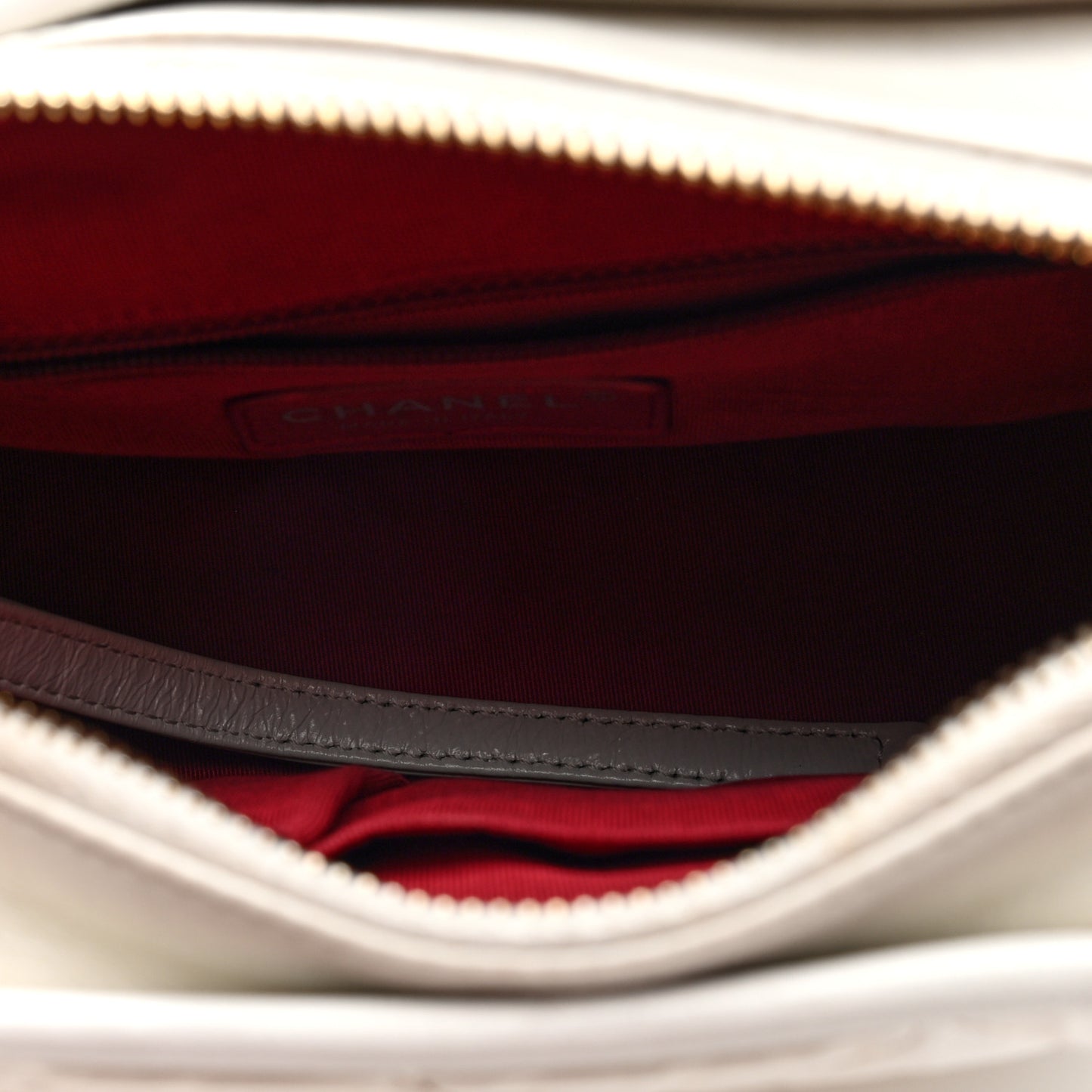 Aged Calfskin Quilted Small Gabrielle Hobo White