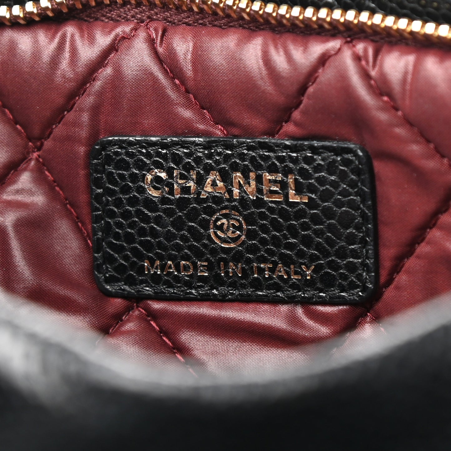 Caviar Quilted CC Beauty Clutch Black