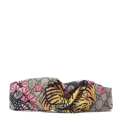 Gucci Silk Monogram Bengal Tiger Print Duchesse Headband Pink 1 of 3