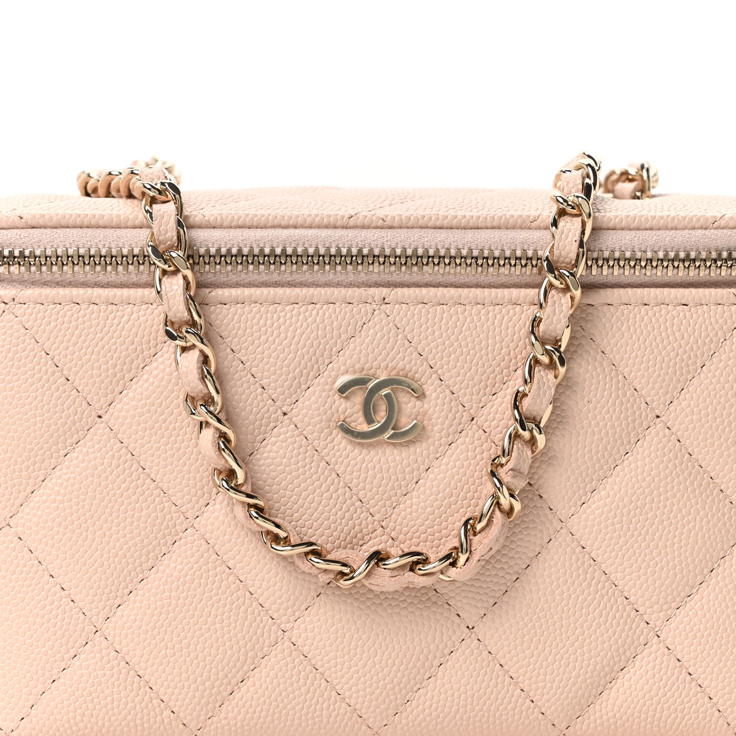 Chanel Caviar Quilted Small Vanity Case With Chain Light Beige 8 of 10