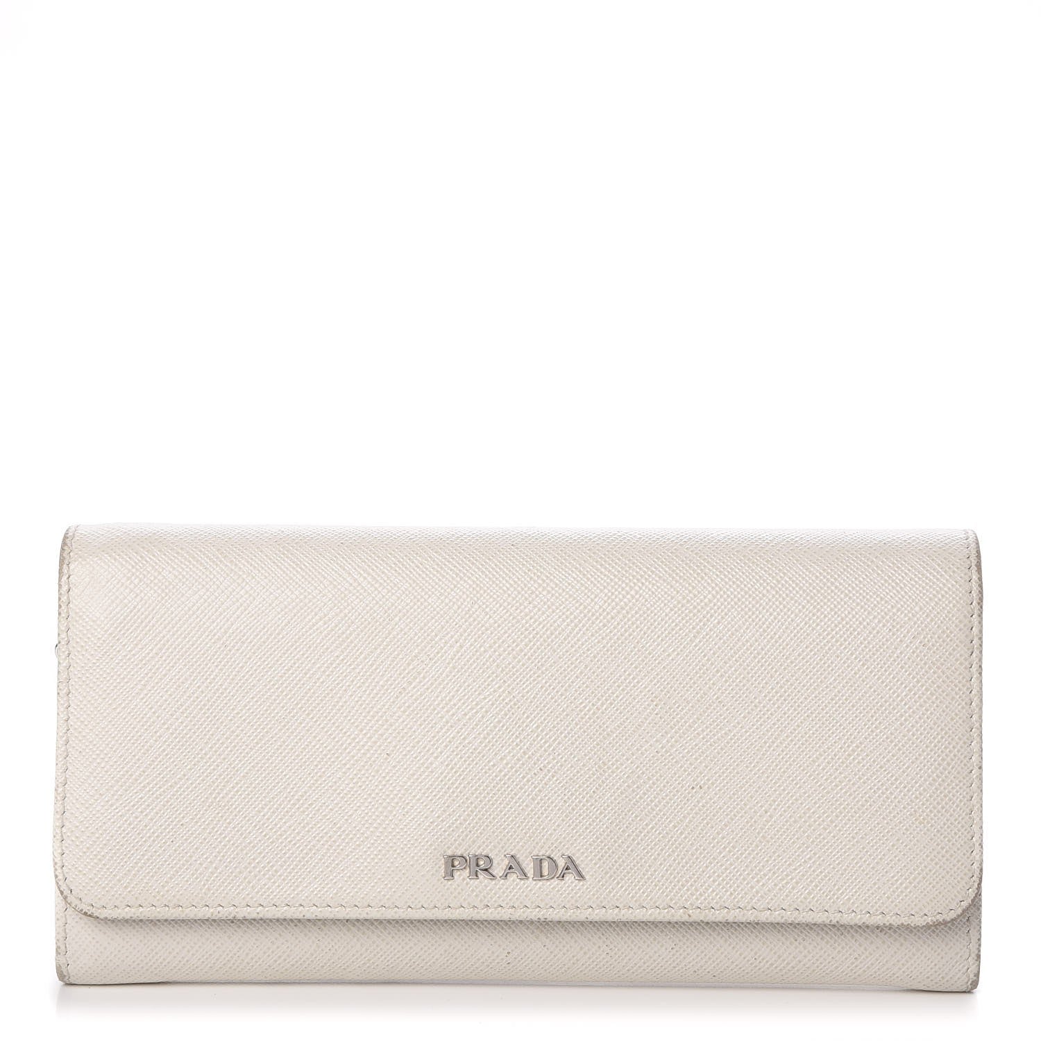 Prada Saffiano Bi-Color Trend Continental Wallet Talco Black 1 of 12