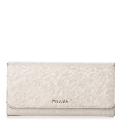 Prada Saffiano Bi-Color Trend Continental Wallet Talco Black 1 of 12