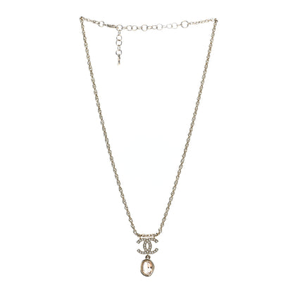 Chanel Crystal Pearl CC Necklace Pearly White Gold 3 of 5