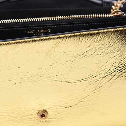 Saint Laurent Metallic Calfskin Monogram Chain Wallet Gold Black 10 of 10
