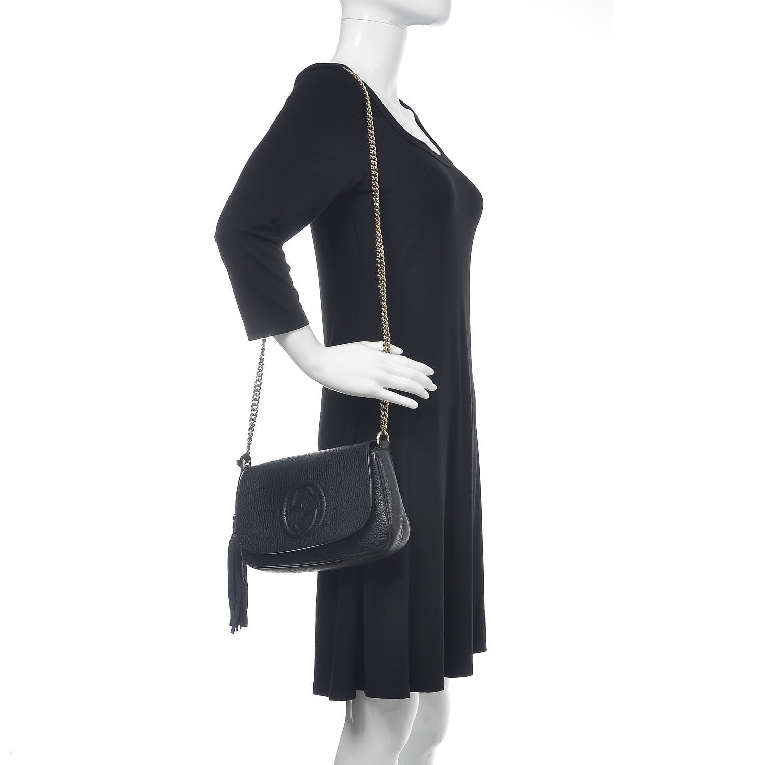 Gucci Pebbled Calfskin Medium Soho Flap Crossbody Black 2 of 13