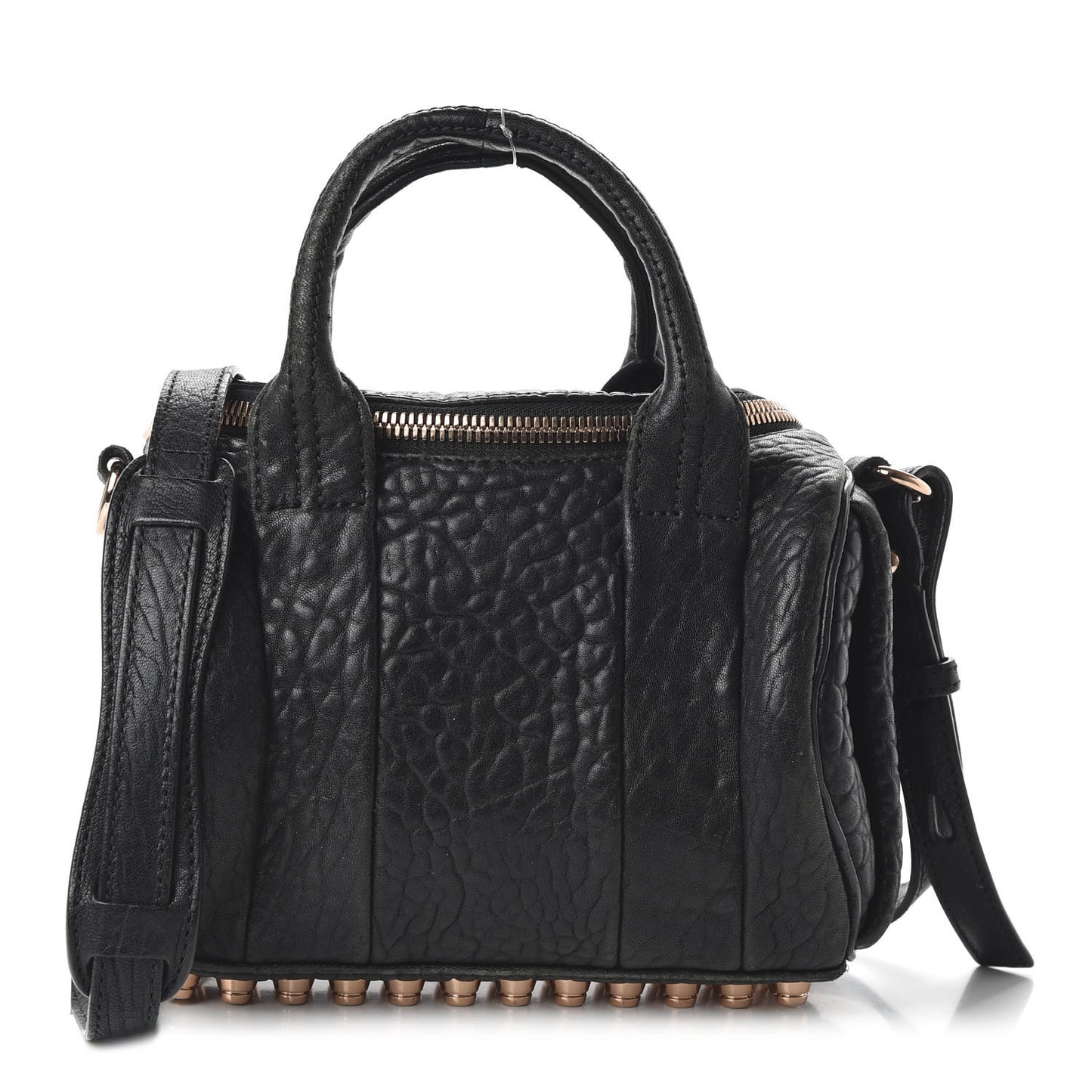 Pebbled Lambskin Mini Rockie Black Rose Gold Hardware