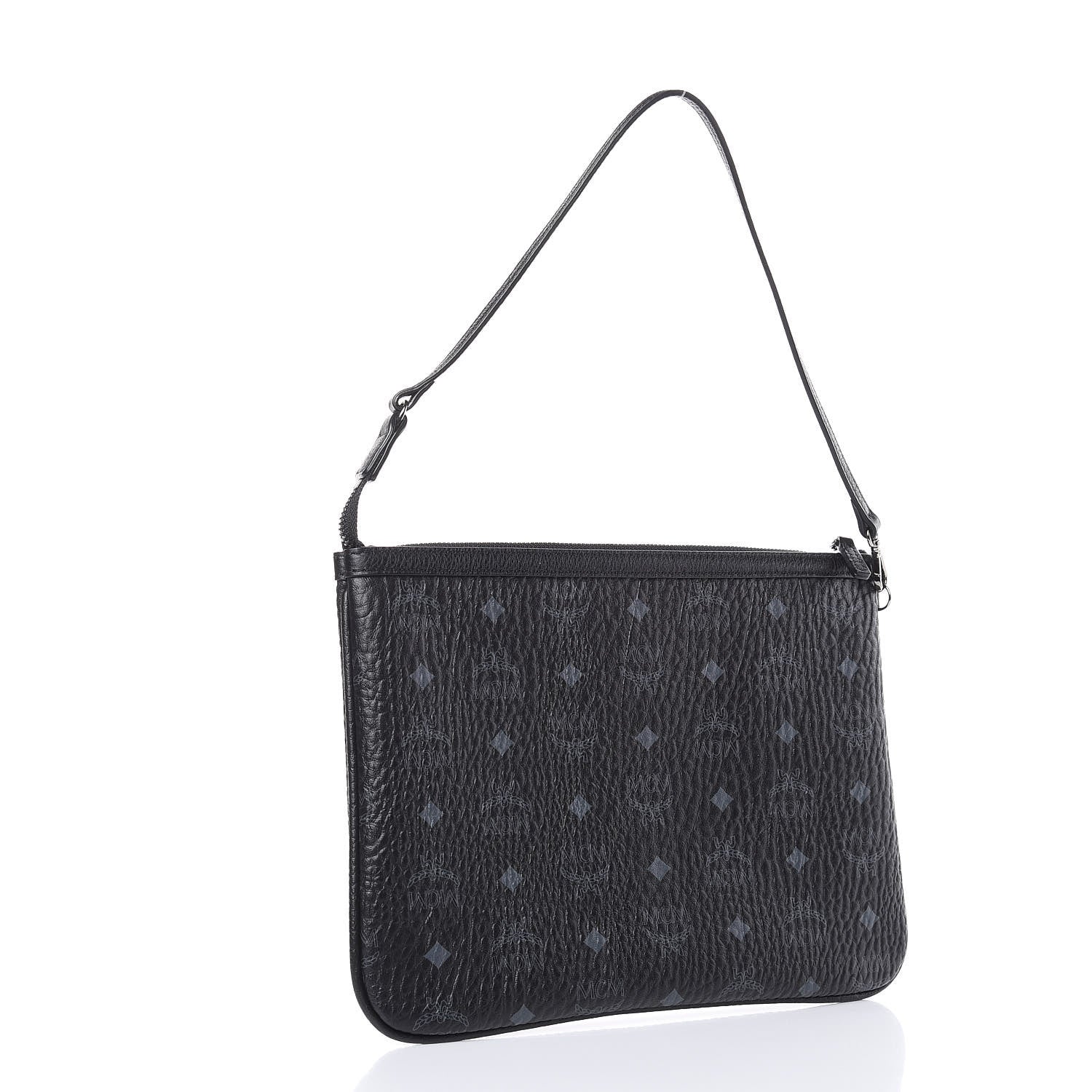 MCM Visetos Liz Shopper Tote Pouch Black 3 of 8