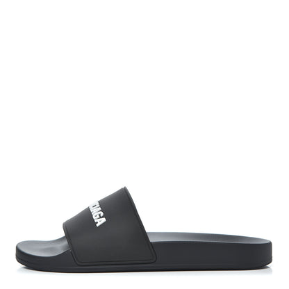 Balenciaga PVC Logo Mens Pool Slide Sandals 42 Black White 1 of 9