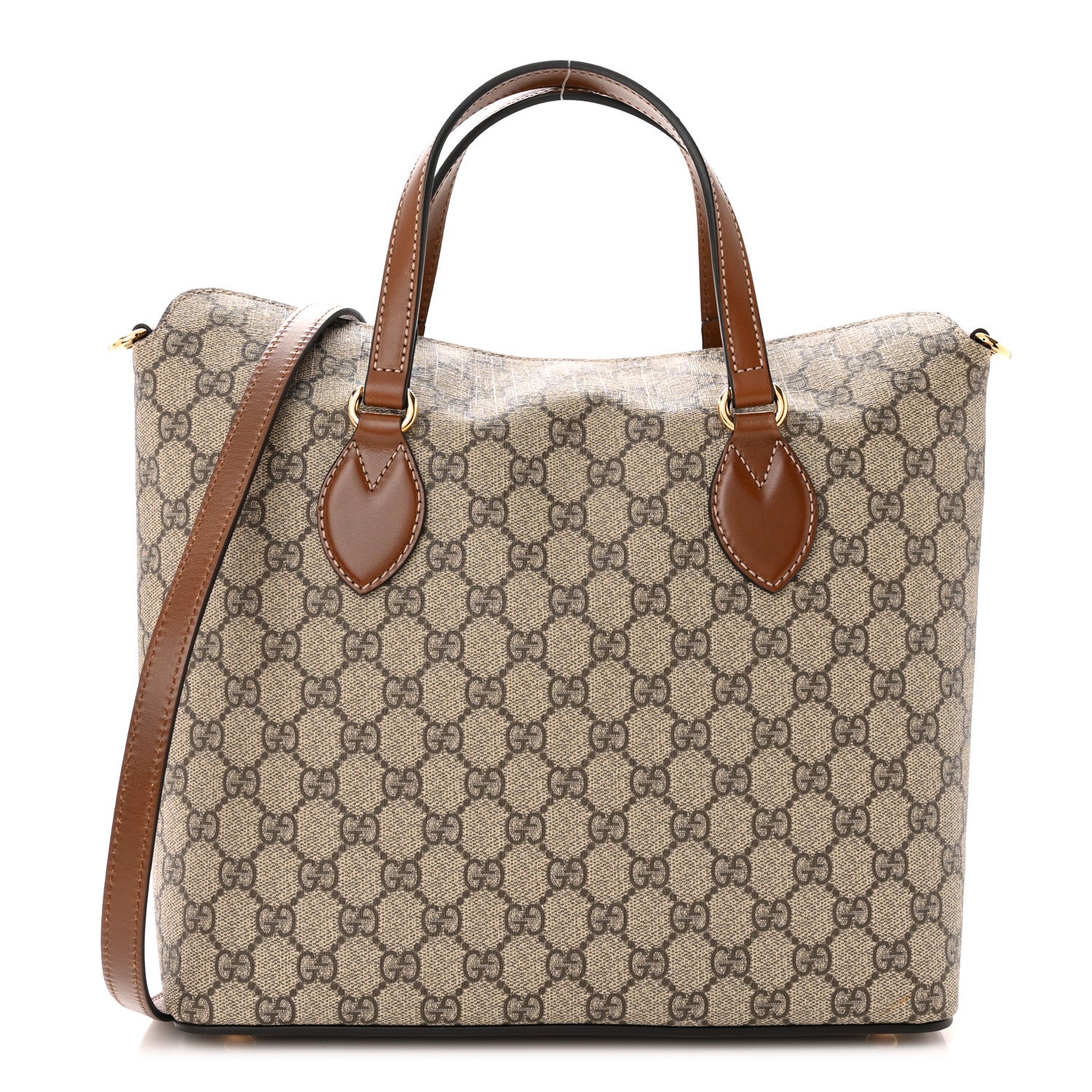 Gucci GG Supreme Monogram Linea A Foldover Tote Brown 1 of 10