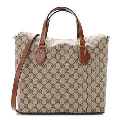Gucci GG Supreme Monogram Linea A Foldover Tote Brown 1 of 10