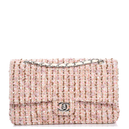 Chanel Tweed Quilted Medium Double Flap Pink Gold 1 of 8