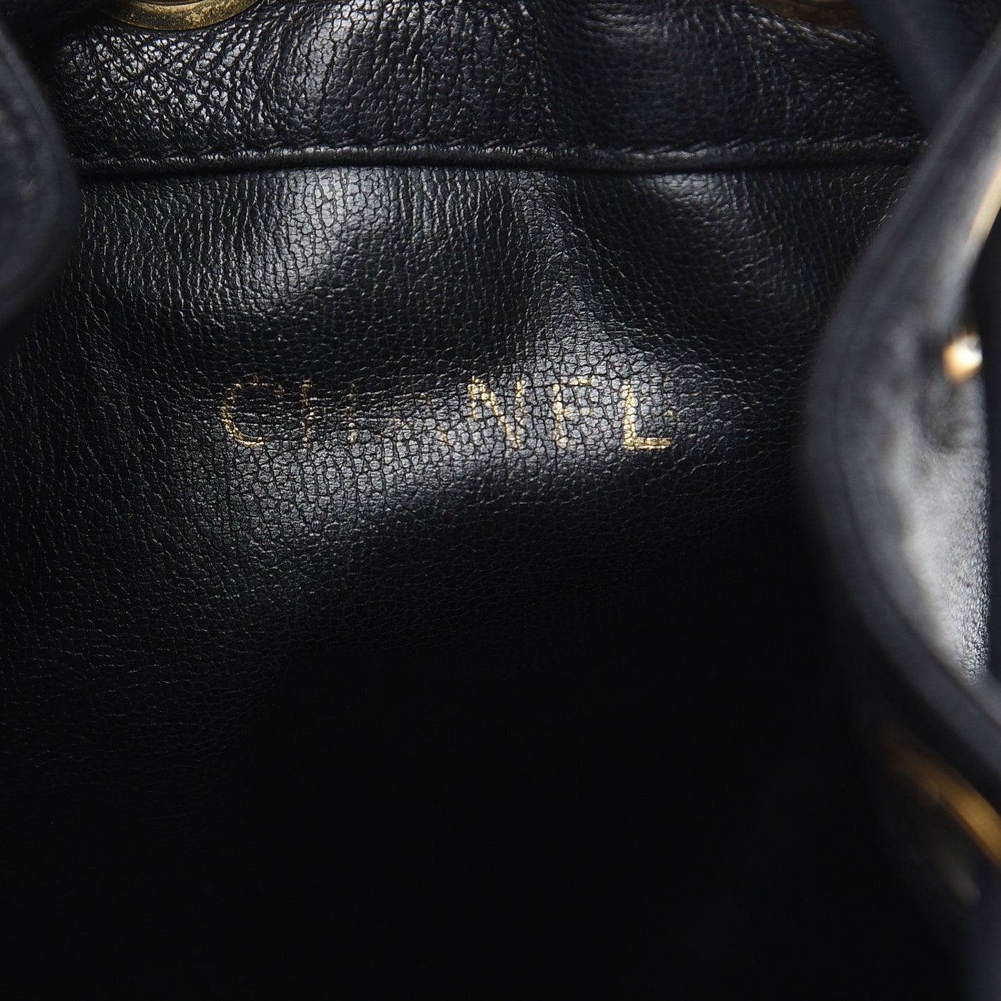Lambskin CC Drawstring Shoulder Bag Black