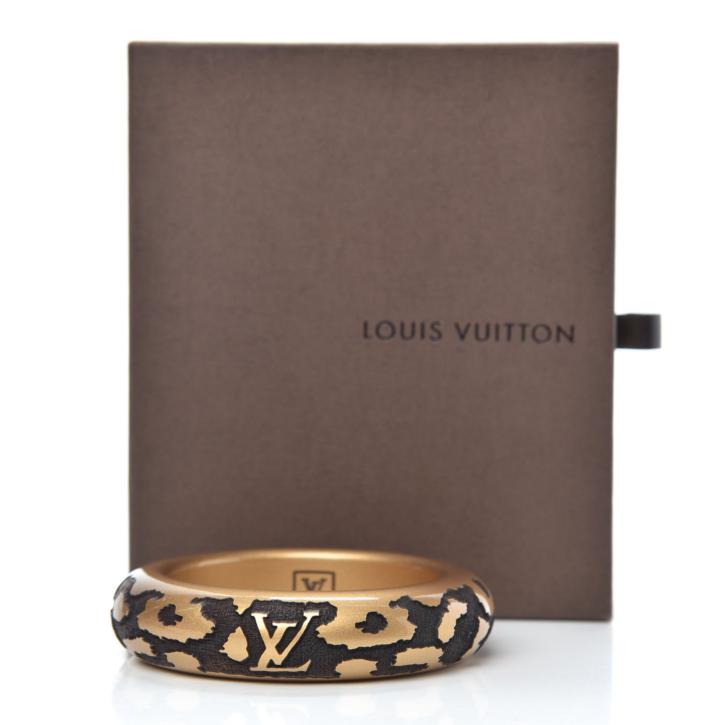 Lacquer Wood Leomonogram Bangle Bracelet Gold