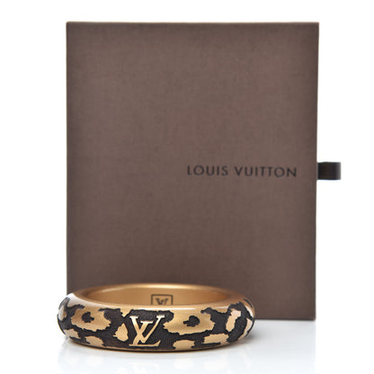 Louis Vuitton Lacquer Wood Leomonogram Bangle Bracelet Gold 6 of 6