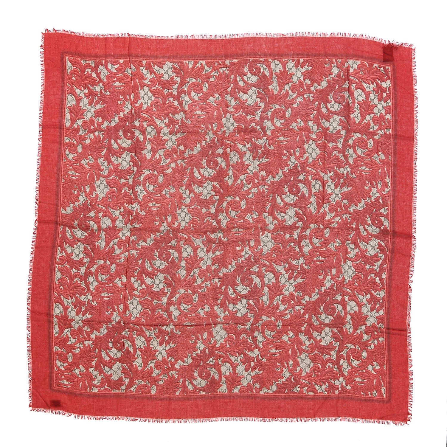 Gucci Modal Silk Monogram Arabesque Shawl Red 1 of 4