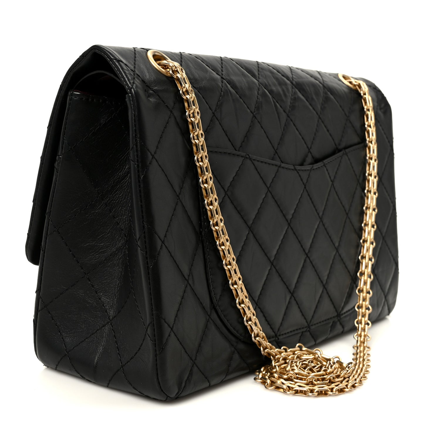Aged Calfskin Quilted 2.55 Reissue 227 Flap Black