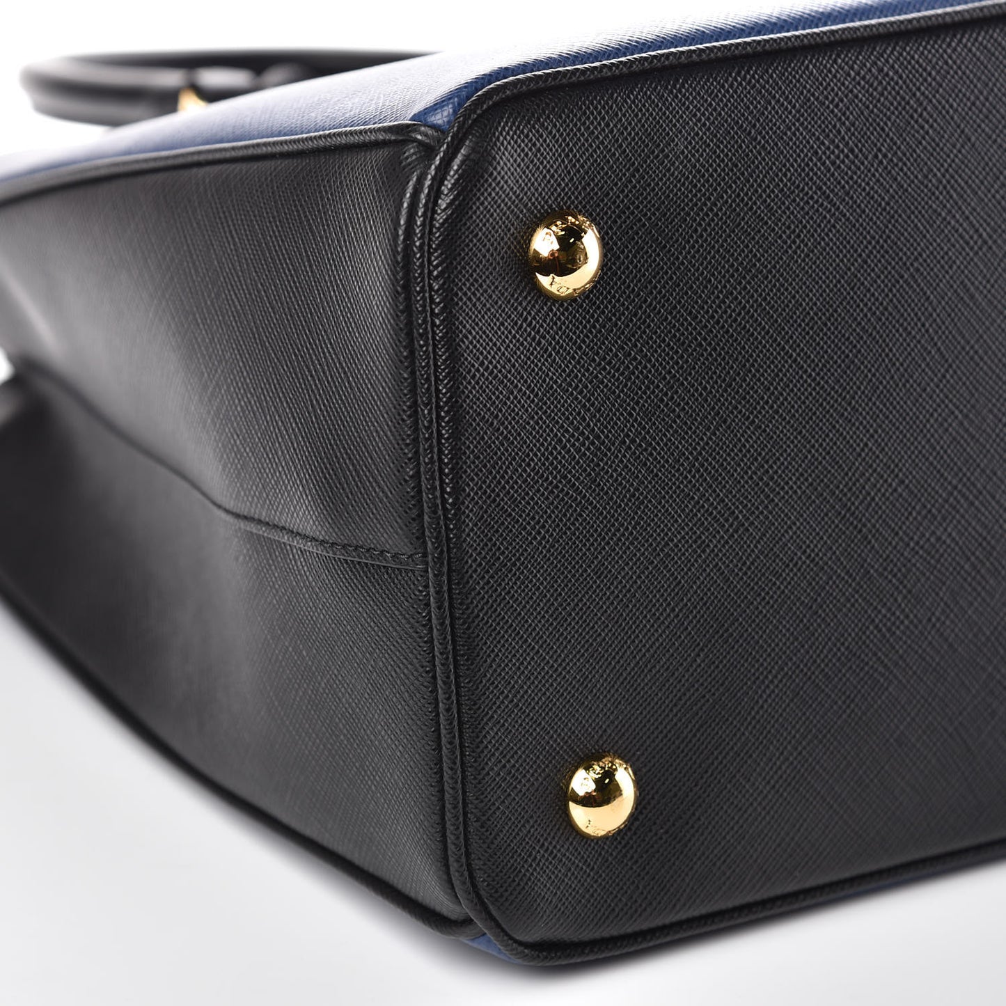 Saffiano Lux Bi-Color Medium Tote Bluette Black
