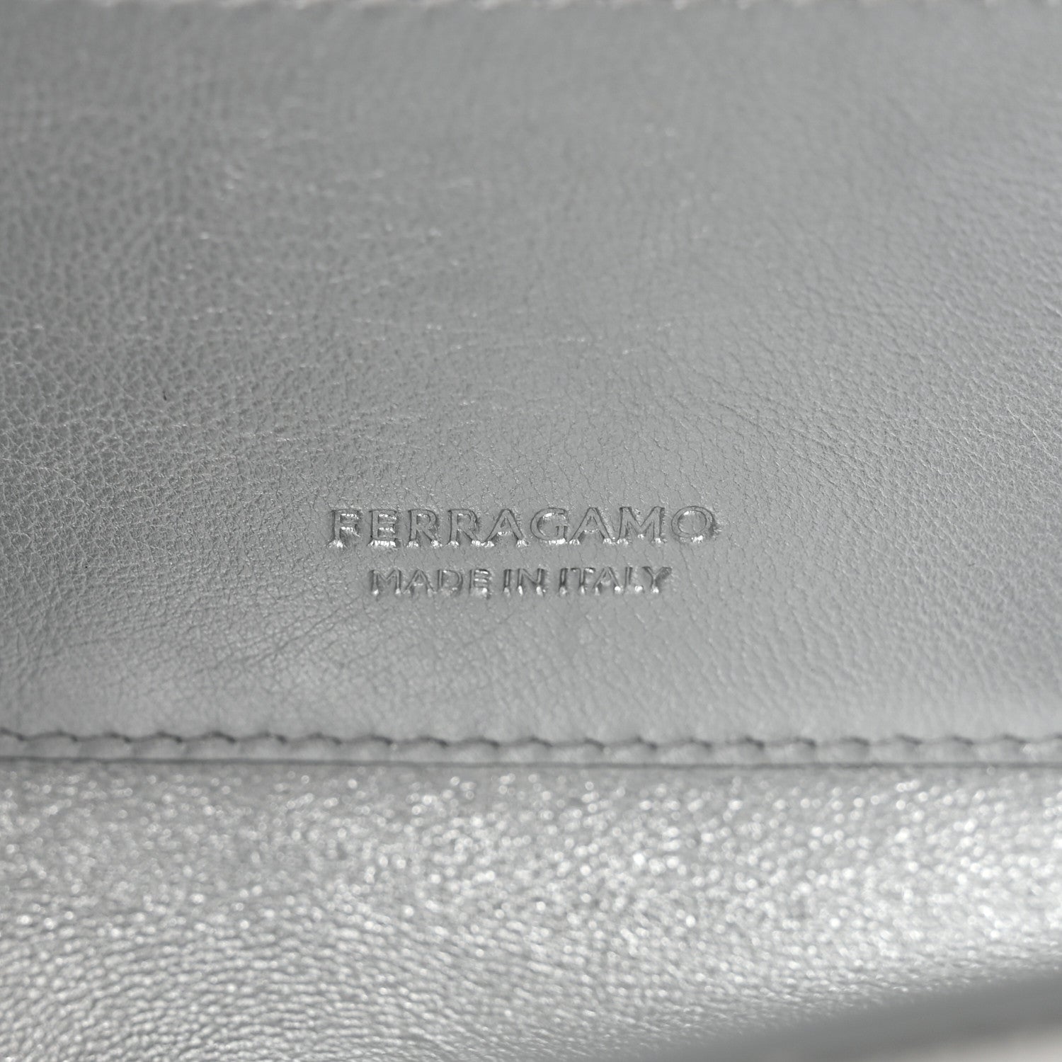 Salvatore Ferragamo Metallic Calfskin Gancini Credit Card Holder With Strap Argento 6 of 10