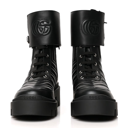 Gucci Nappa Frances GG Matelasse Platform Combat Boots 38 Black 2 of 7