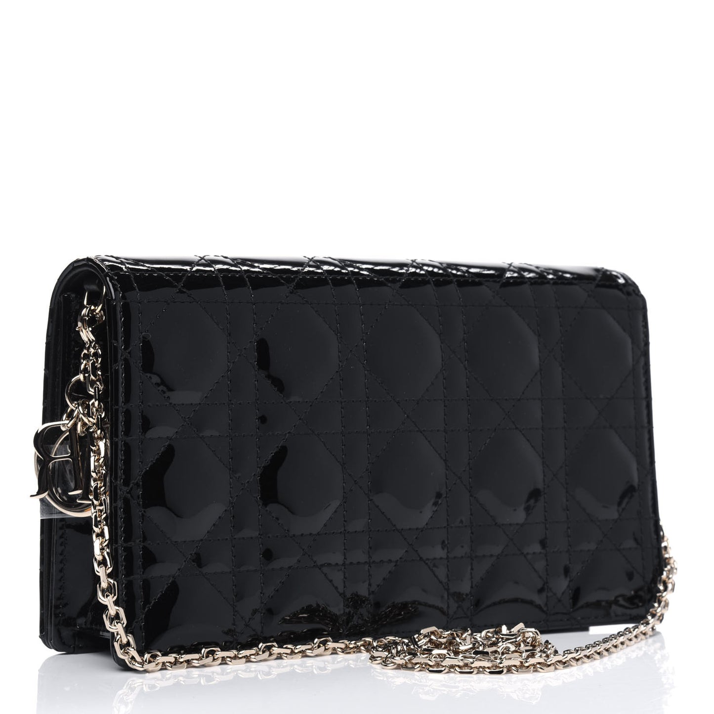 Patent Cannage Lady Dior Pouch Black