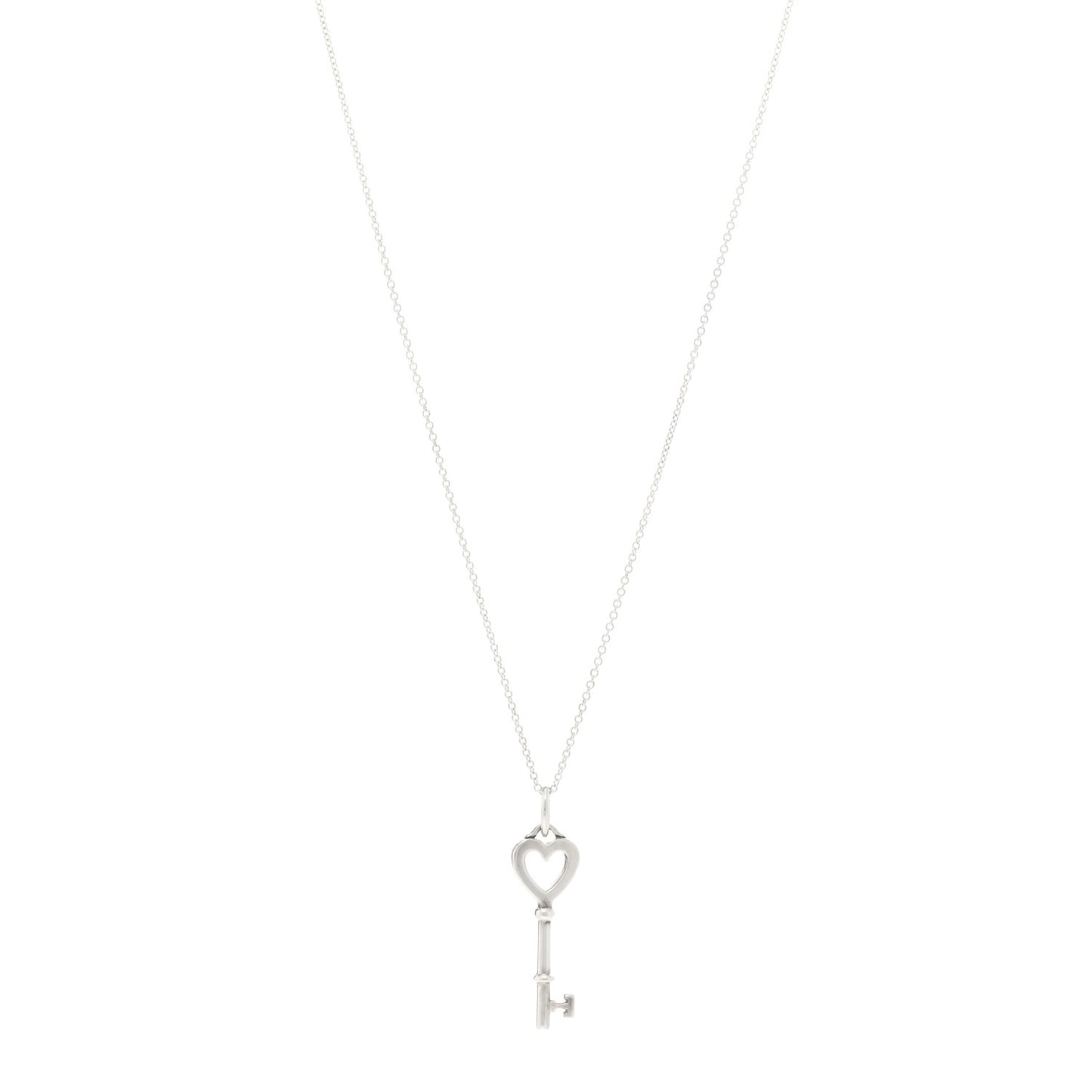 Sterling Silver Small Heart Key Pendant Necklace