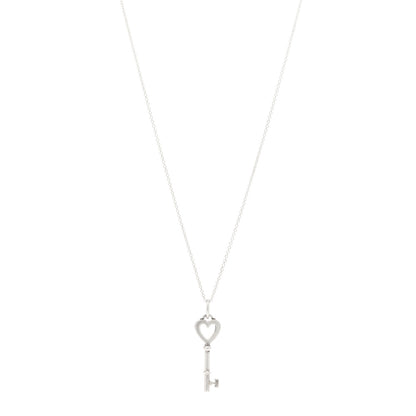 Tiffany Sterling Silver Small Heart Key Pendant Necklace 1 of 5