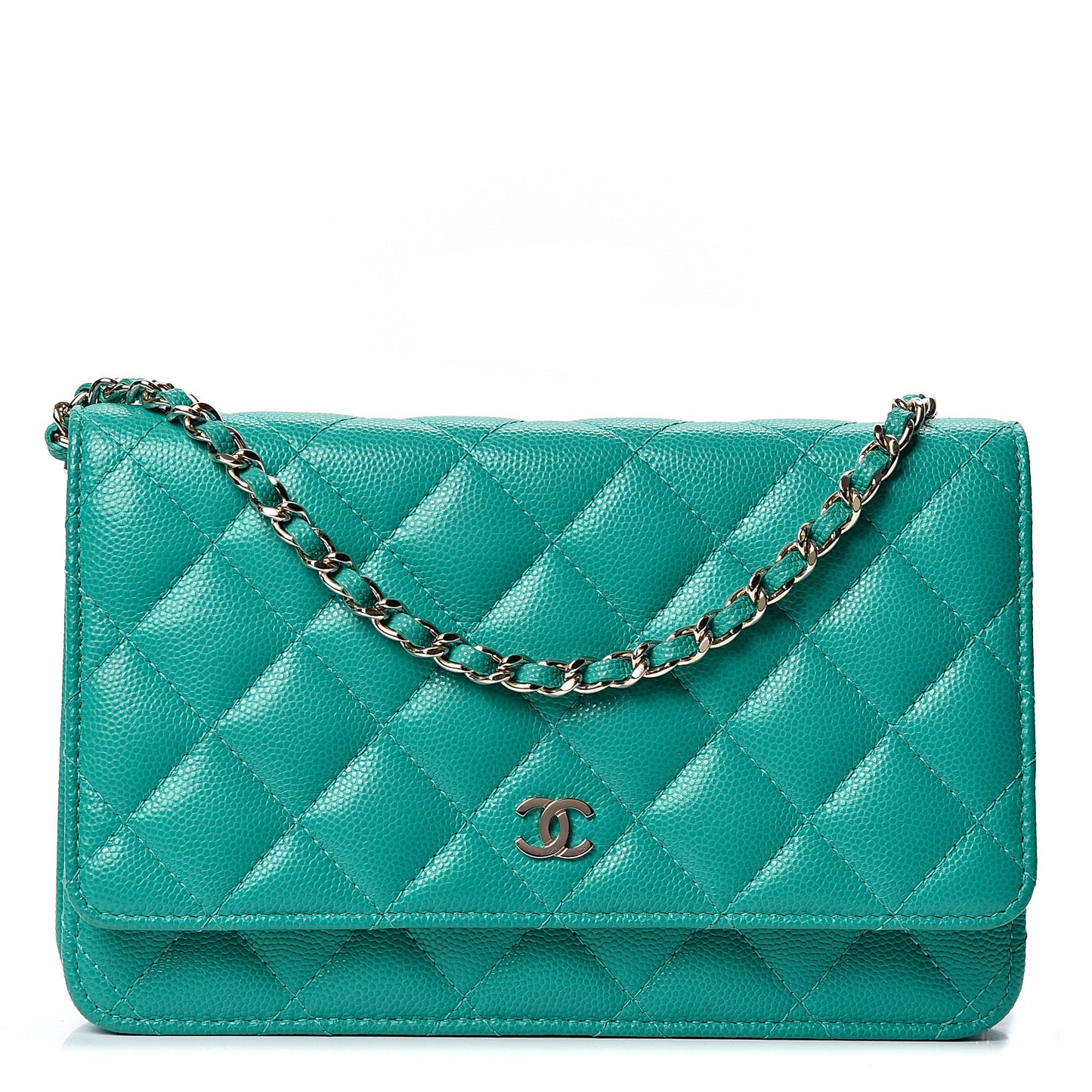 Caviar Quilted Wallet On Chain WOC Turquoise